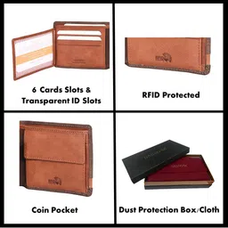 Sassora Unisex Textured Leather Two Fold Bi Fold RFID Wallet image 3