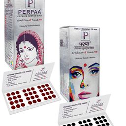 PERPAA Premium Kumkum Set Of 2 Round Stick On Bindi Book - Black & Dark-Maroon-34