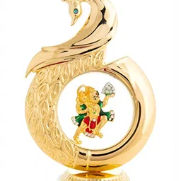 INTERNATIONAL GIFT Gold toned & Green Peacock Shape Hanuman Car Dashboard Idol-image-96