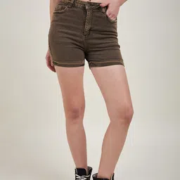 STYLECAST X KASSUALLY Women Slim Fit High-Rise Denim Shorts-image-36