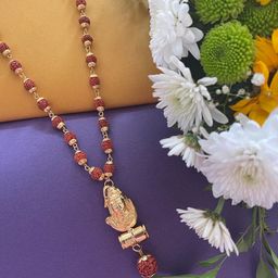 Digital Dress Room Men Brass Gold-Plated Rudraksha Necklace-23