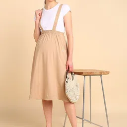 House Of Zelena Maternity High Rise Midi Skirt With Detachable Strap-30