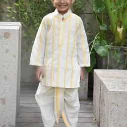 Fayon Kids Boys Floral Printed Regular Pure Cotton Kurta with Dhoti Pants-54