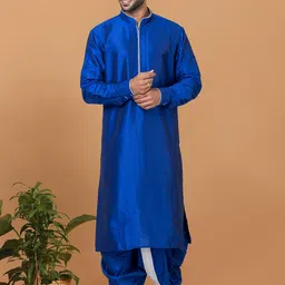 ROOTED LIBAAS Mandarin Collar Long Sleeves Regular Kurta with Dhoti Pants-14