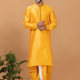 ROOTED LIBAAS Mandarin Collar Long Sleeves Regular Kurta with Dhoti Pants-image-37