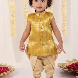 JBN Creation Boys Ethnic Motifs Woven Design Mandarin Collar Kurta with Dhoti Pants-18