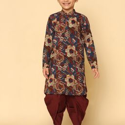 KISAH Boys Abstract Printed Straight Kurta With Dhoti Pants-picture-21
