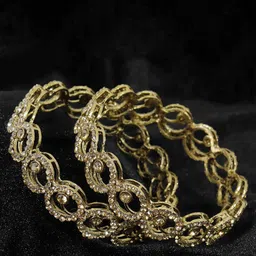 NMII Set Of 2 Gold Plated AD Studded Bangles-6