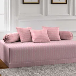 Arrabi Set Of 6 Pink & White Printed Diwan Set-18