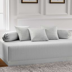 Arrabi Set of 6 Grey & White Striped Diwan Set-48