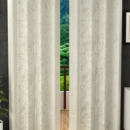 Ville Style Cream 2Pcs Abstract Room Darkening Door Curtains-image-14
