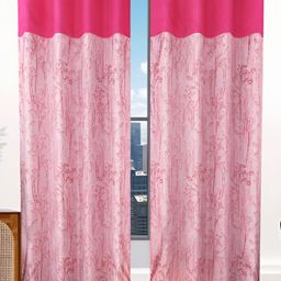 Stella Creations Pink 2 Pieces Floral Room Darkening Door Curtains-image-84
