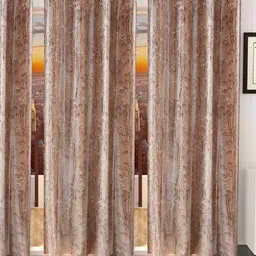 Stella Creations Brown 4 Pieces Floral Room Darkening Door Curtains-image-38