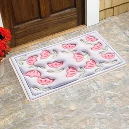Dakshya Industries Grey 3D Print Anti Skid Doormats-18
