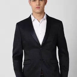 V Dot Men Black Checked Slim-Fit Single Breasted Formal Blazer-picture-38