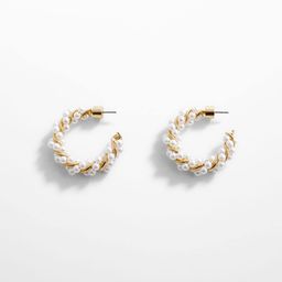 MANGO White & Gold-Toned Circular Hoop Earrings-16