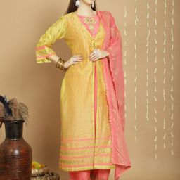 Stylee LIFESTYLE Embroidered Art Silk Semi-Stitched Dress Material-image-12
