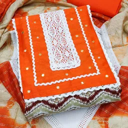 KALINI Gemetric Printed Mirror Work Pure Cotton Unstitched Dress Material-picture-11
