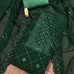 SHADOW & SAINING Embroidered Silk Georgette Unstitched Dress Material-picture-23