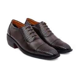 Bxxy Men Textured Square Toe Height Increasing Formal Oxfords-image-32