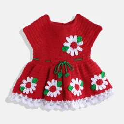 CHUTPUT Red & White Floral Embroidered Jumper Dress-picture-46