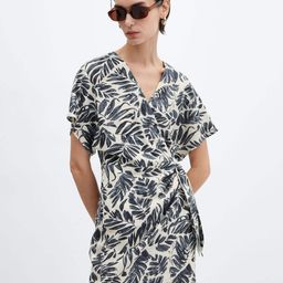 MANGO Tropical Print Linen Blend Wrap Mini Dress-picture-2