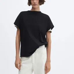 MANGO Extended Sleeves Pure Cotton T-shirt-image-13
