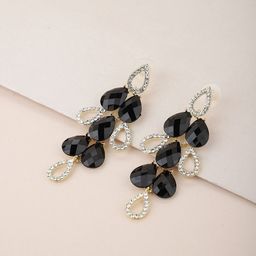 Carlton London Black Gold-Plated Handcrafted Contemporary Drop Earrings-image-6