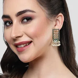 KARATCART Gold-Plated Meenakari Kundan studs Contemporary Drop Earrings-21