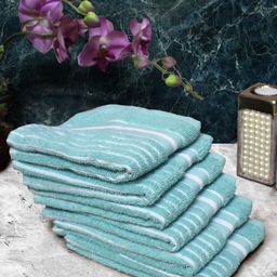 Athom Living Green & White 6 Pieces Striped Cotton 150 GSM Soft Hand Towels-58