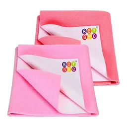 BeyBee Kids Pink & Solmon Rose 2 Pcs Cotton Breathable & Lightweight Mattress Protectors-image-111