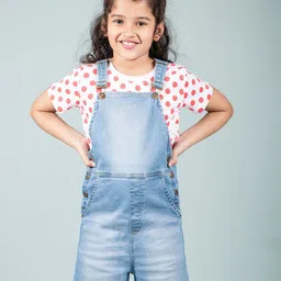 TWEENY MINI Girls Denim Buttoned Dungaree-image-83