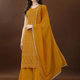Shopping Queen Embroidered Regular Sequinned Kurta With Palazzos & Dupatta-picture-17