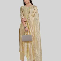 TAVAS Striped Embroidered Sequined Unstitched Dress Material-14