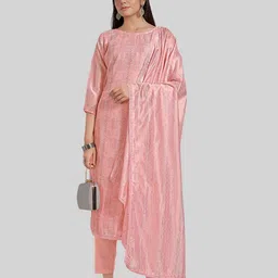 TAVAS Striped Embroidered Sequined Unstitched Dress Material-15