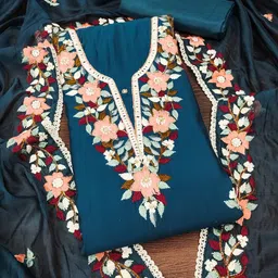 Ishin Floral Embroidered ZariUnstitched Dress Material-image-14