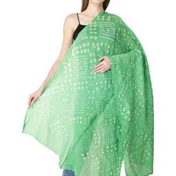 Exotic India Bandhani Tie-Dye & Printed Pure Cotton Jodhpur Dupatta-image-60