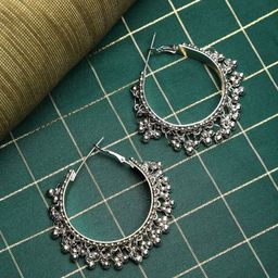 VENI Silver-Toned Contemporary Hoop Earrings-image-23