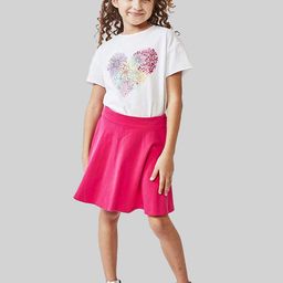 BAESD Girls Slip-On Flared Knee Length Skirt-image-70
