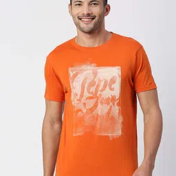 Pepe Jeans Men Orange Cotton Typography Printed T-shirt-image-20