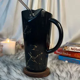 Giftii Black & Brown Printed Ceramic Glossy Mugs 350 ML-55