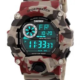 Skmei Men White Dial & Red Straps Digital Chronograph Watch SKMEI1019CR-56