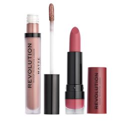 Makeup Revolution London Matte Lipstick Combo - Dollhouse 116 + Chauffeur 110-32