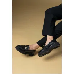 MIORAH Black Premium Leather Casual Loafers-picture-21