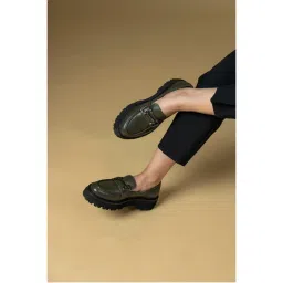 MIORAH Olive Premium Leather Casual Loafers-picture-27