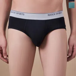 Masch Sports Pack Of 2 Antimicrobial Basic Briefs BRF-2-SOL-ET-BLK-GRN-image-84