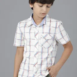 UNDER FOURTEEN ONLY Boys Checked Casual Cotton Shirt-image-100