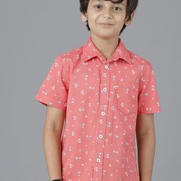 UNDER FOURTEEN ONLY Boys Floral Printed Casual Cotton Shirt-image-81