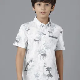UNDER FOURTEEN ONLY Boys Off White Floral Printed Casual Shirt-image-83