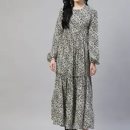 MBE Women Beige Printed Crepe Kurta-image-84